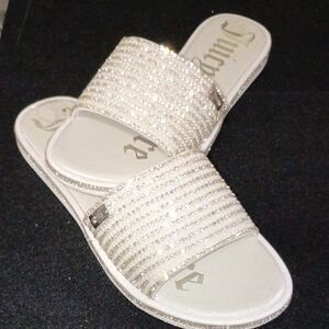 Juicy Couture Sparkling White Slide Sandals